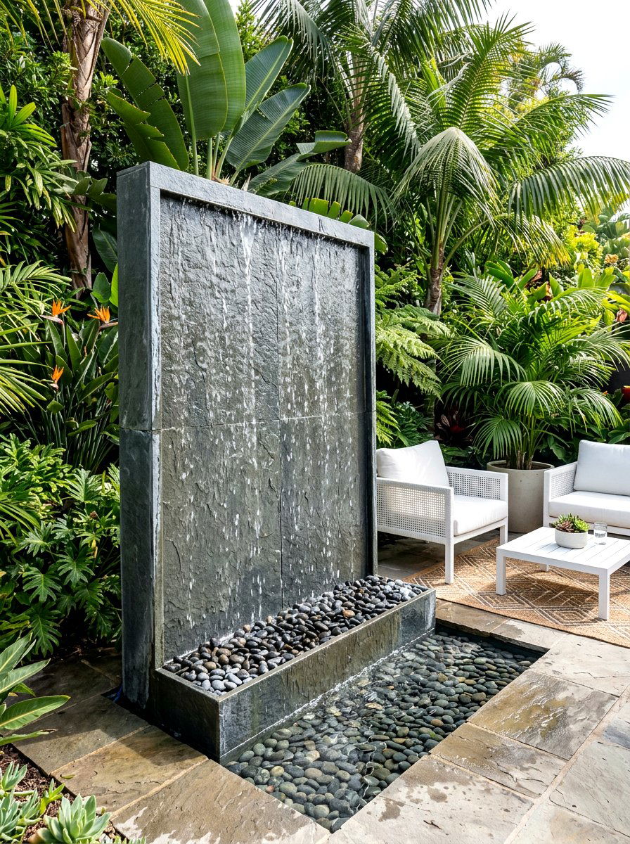 Outdoor water fountain - 25 Backyard Spring Decor Ideas
