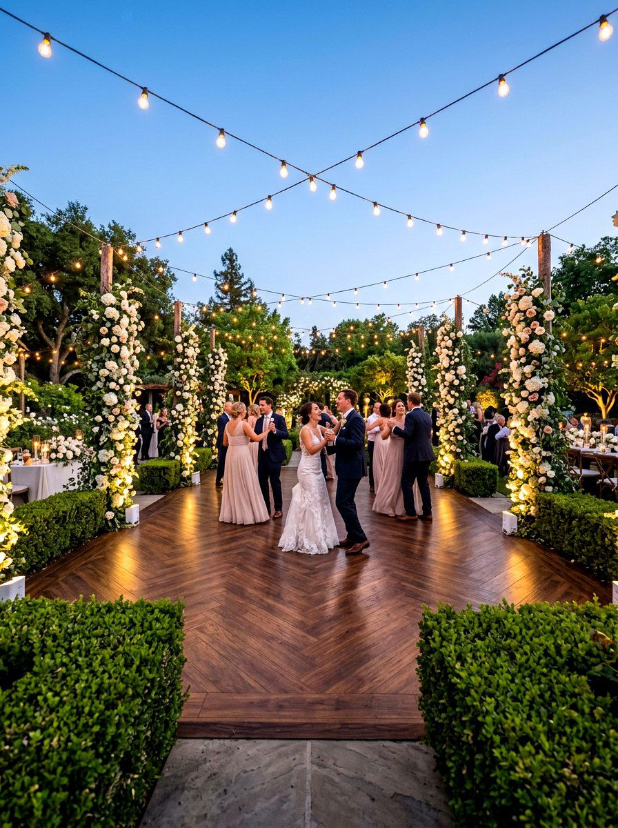 Outdoor wedding dance floor - 25 Spring Garden Wedding Ideas