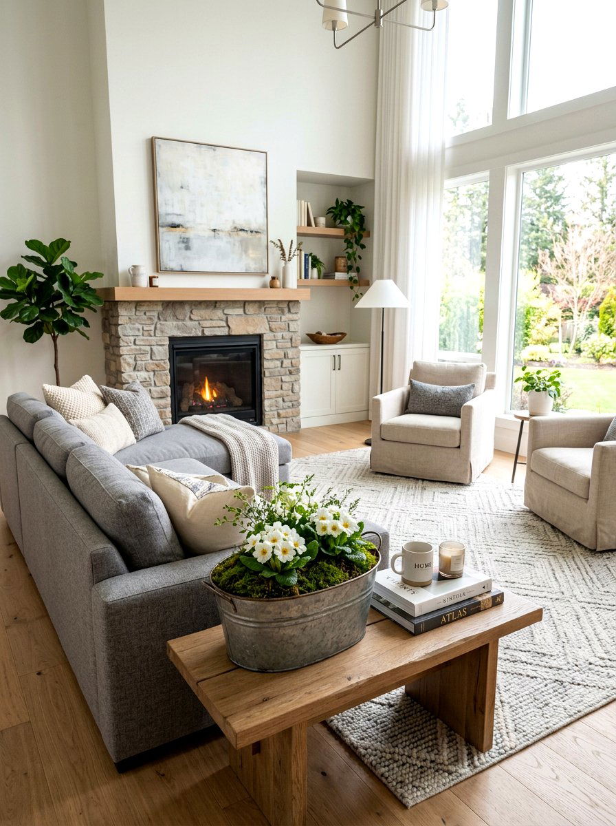 Oval Tin Bucket Coffee Table Decor - 25 Spring Tin Bucket Planter Ideas