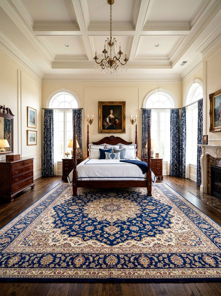 Oversized Blue Medallion Rug - 25 Spring Bedroom Rug Ideas