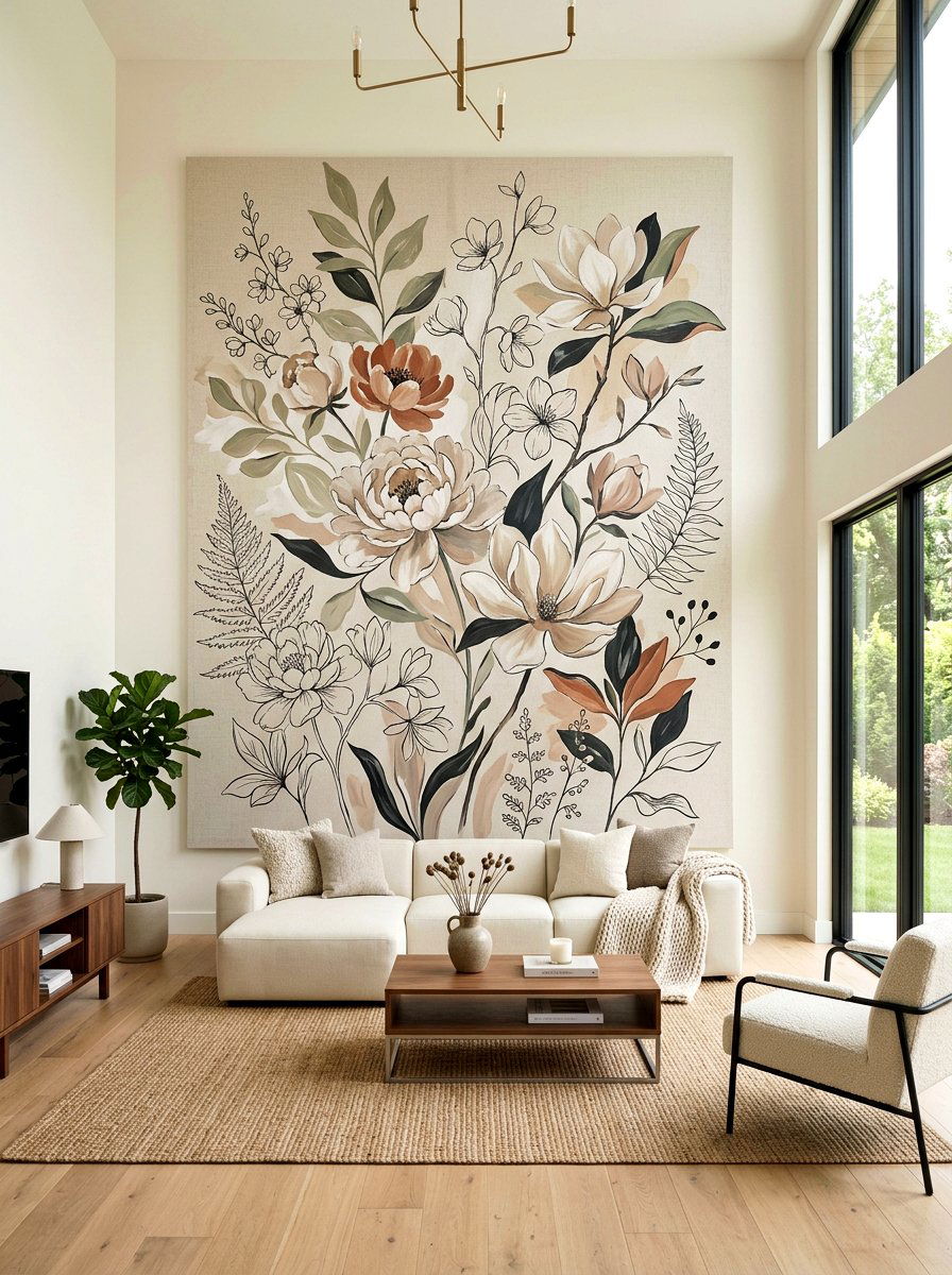 Oversized Botanical Canvas Wall - 25 Spring Gallery Wall Ideas
