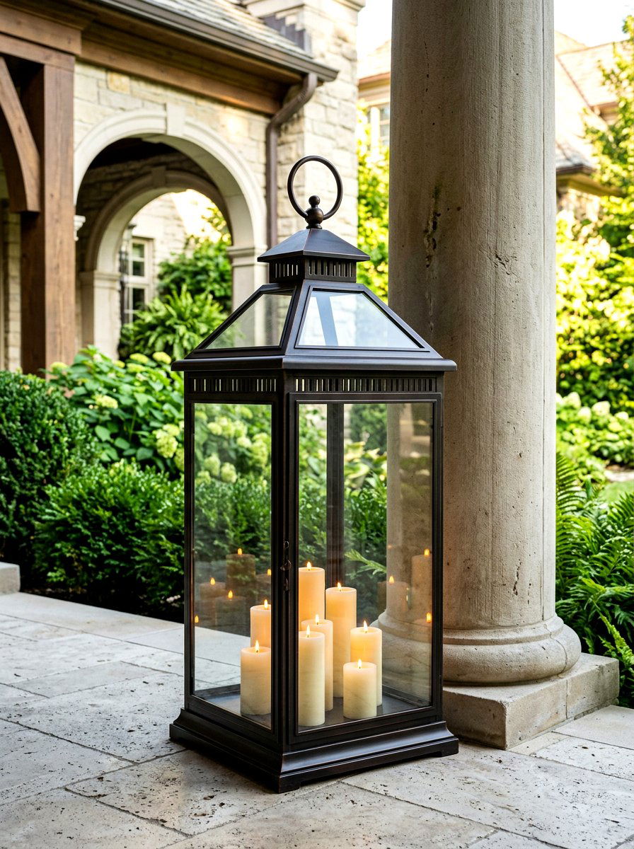 Oversized Floor Lantern - 25 Spring Lantern Ideas for Porch