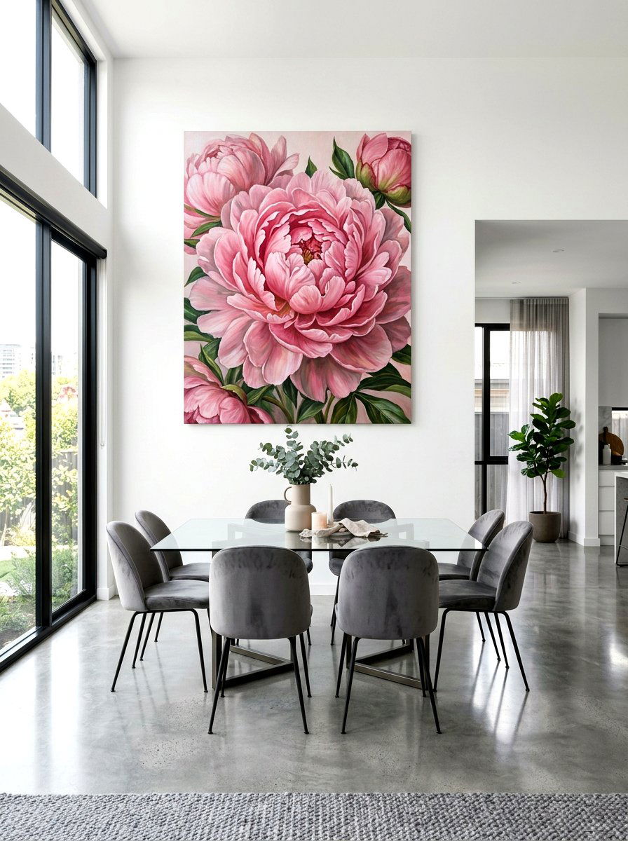 Oversized Floral Canvas Art - 25 Spring Dining Room Wall Decor Ideas