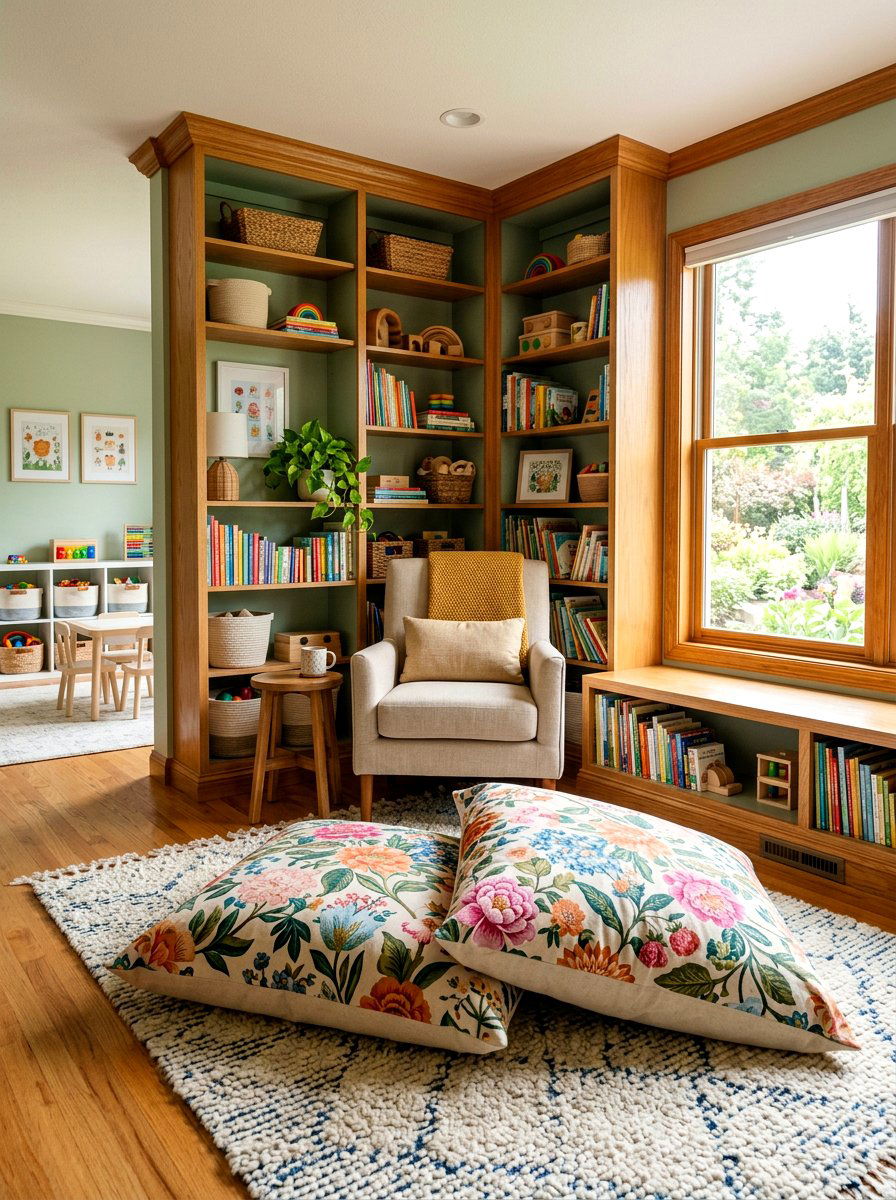 Oversized Floral Floor Pillow - 25 Spring Floral Pillow Ideas