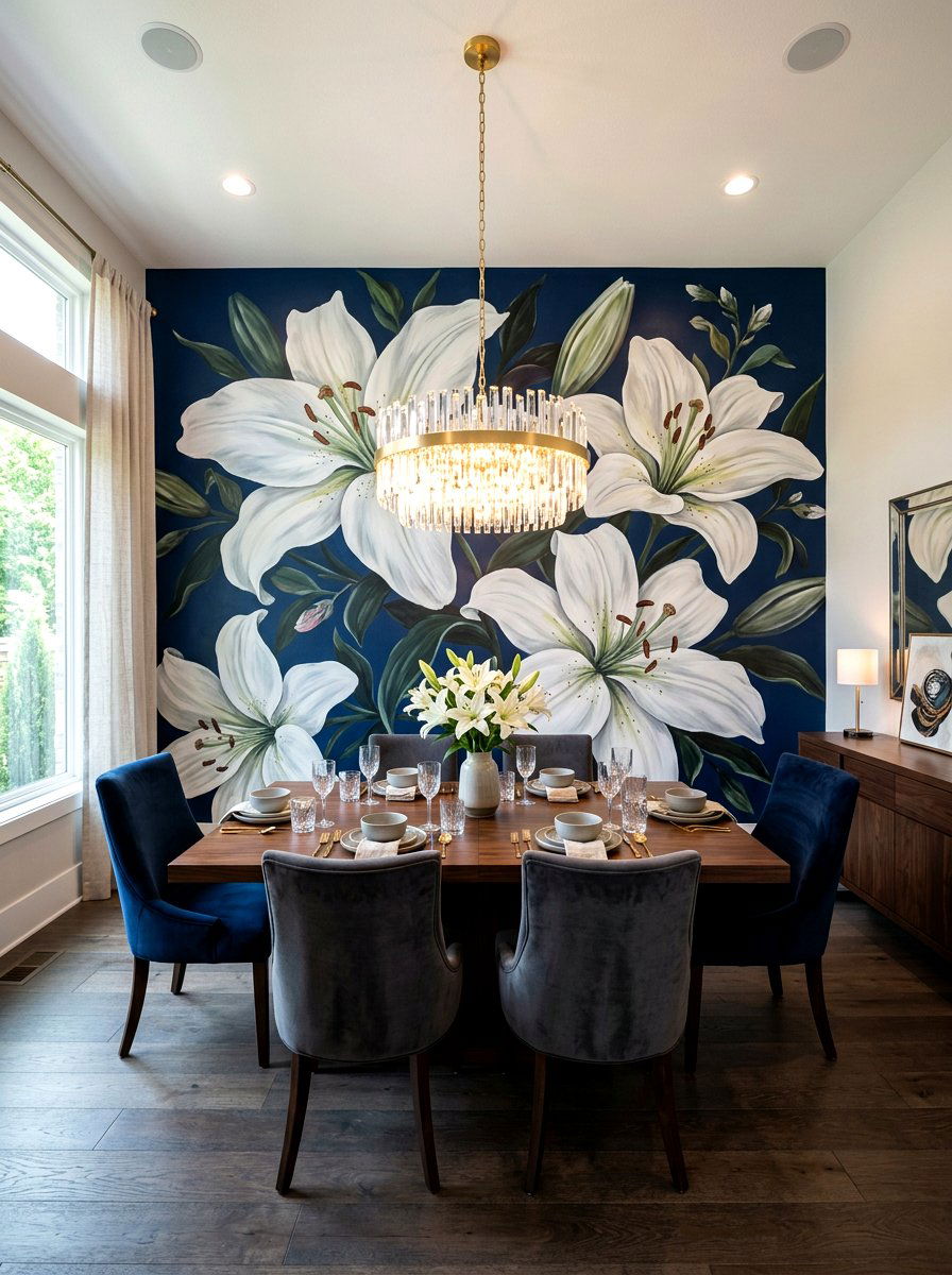 Oversized Floral Mural - 25 Spring Floral Wall Art Ideas