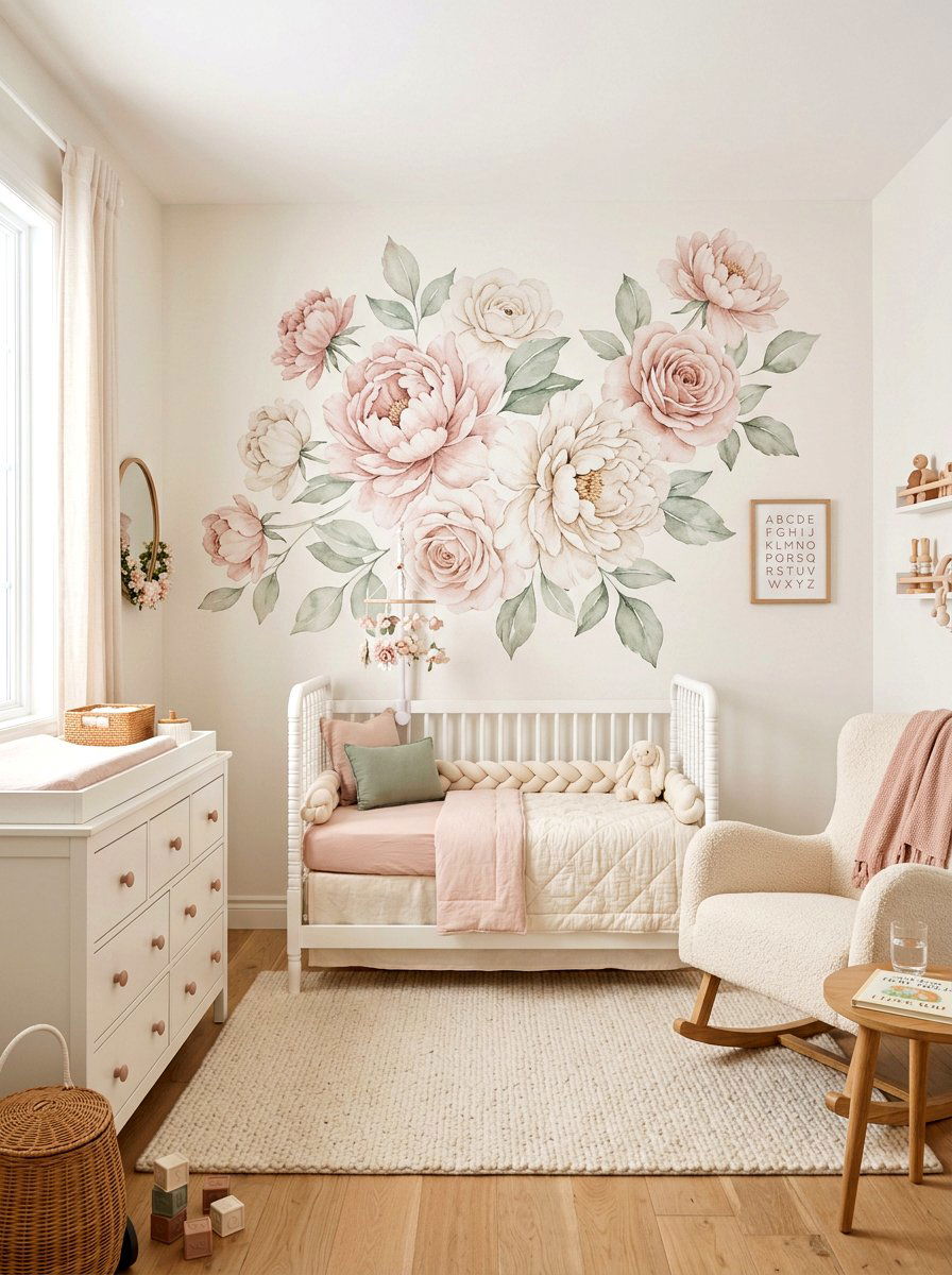 Oversized Floral Wall Decal - 25 Spring Nursery Wall Decor Ideas