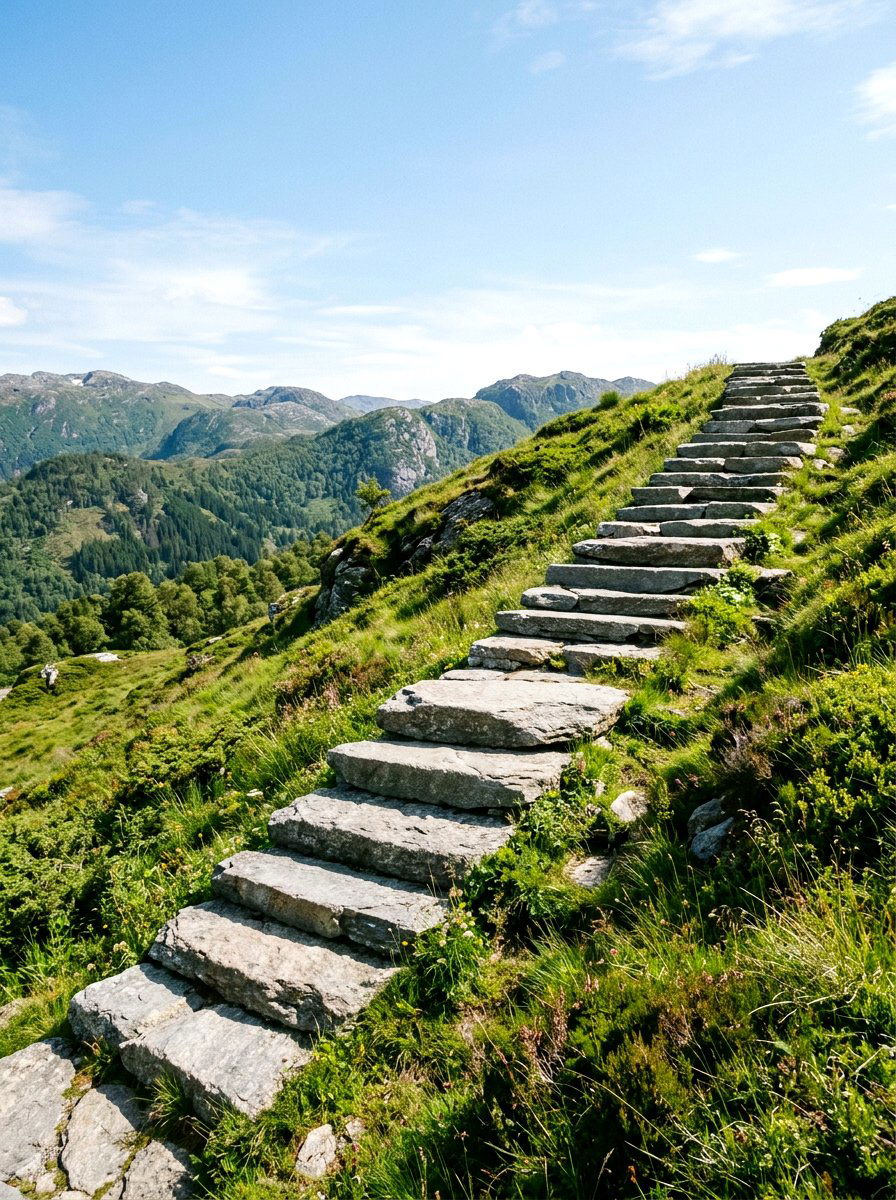 Oversized Stone Steps Slope - 25 Spring Garden Pathway Decor Ideas