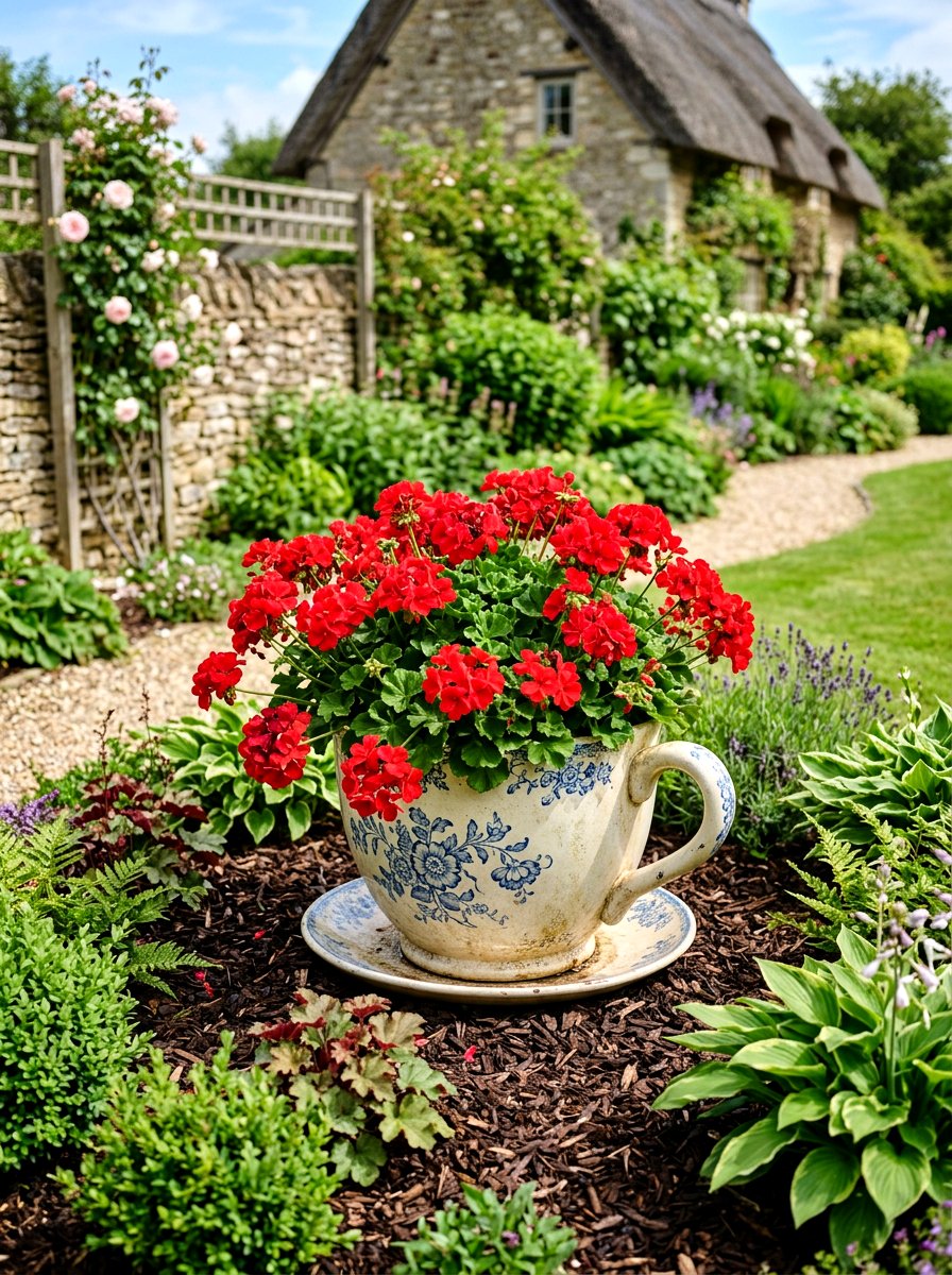 Oversized teacup garden pot - 25 Spring Teacup Planter Ideas