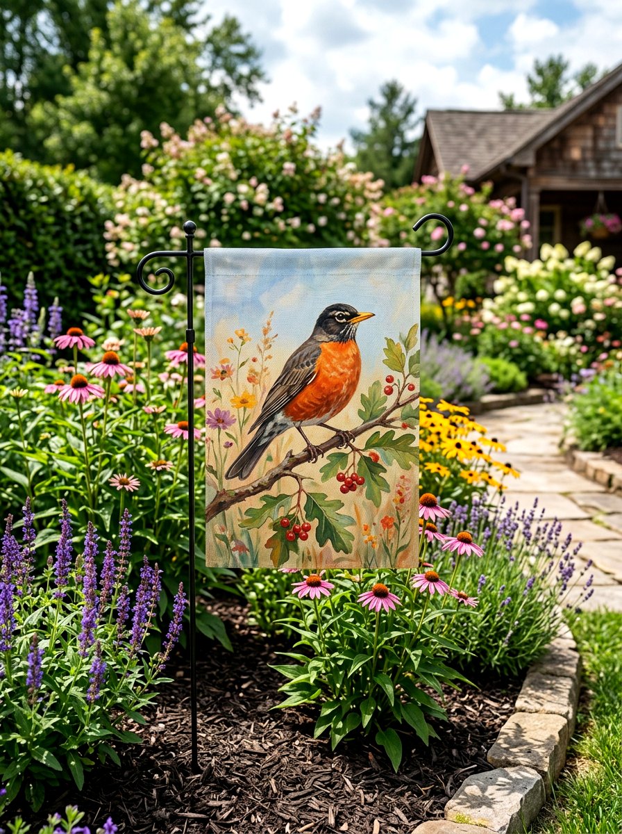 Painted Bird Garden Flag - 25 Spring Garden Flag Ideas