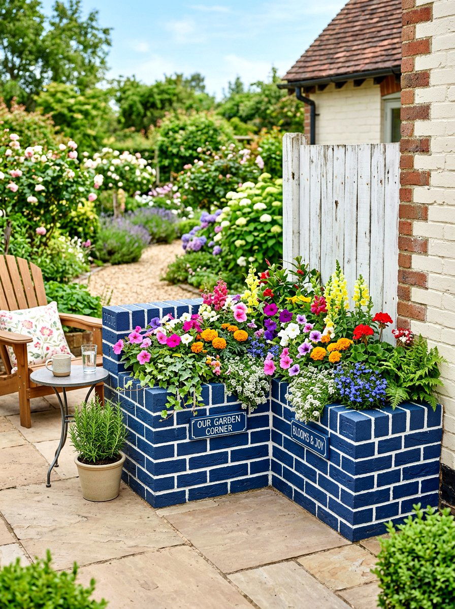 Painted Brick Planter Box - 25 Spring Sidewalk Planter Ideas