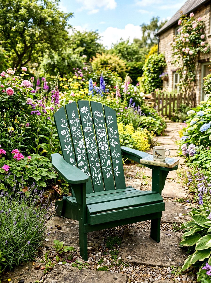 Painted Chair With Stencil Pattern - 25 Spring Adirondack Chair Decor Ideas
