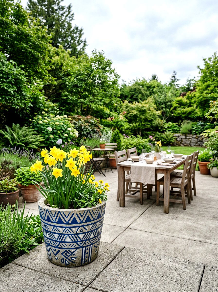 Painted Concrete Planter - 25 Spring Concrete Planter Ideas