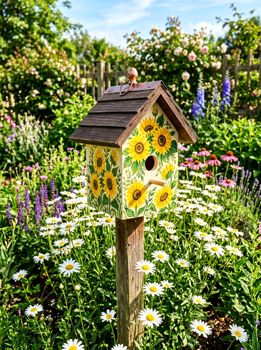 Painted Floral Birdhouse - 25 Spring DIY Birdhouse Ideas