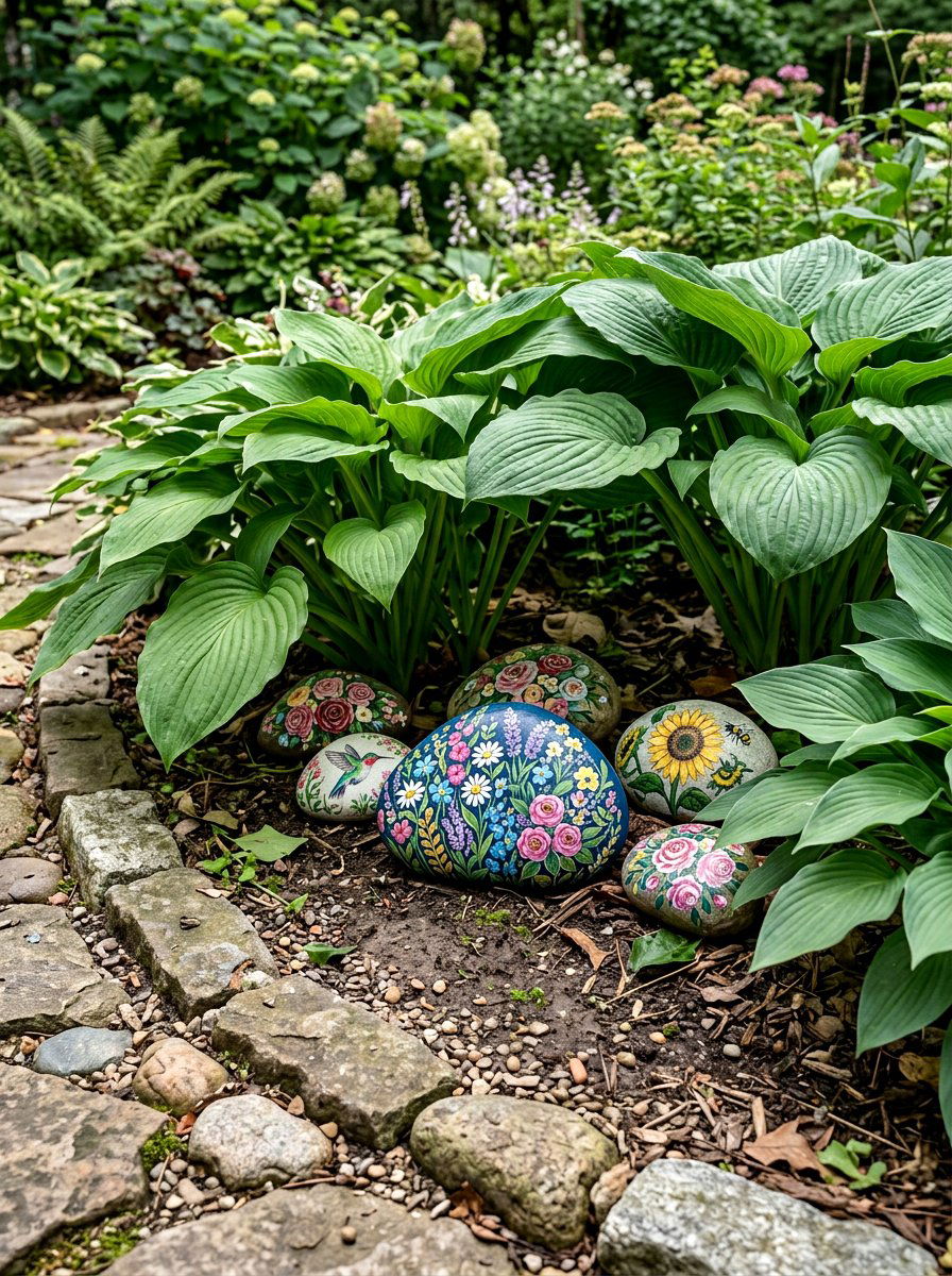 Painted Garden Rock - 25 Spring Garden Art Ideas