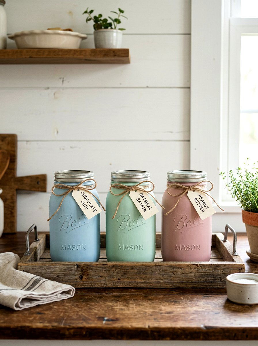Painted Mason Jar Cookie Container - 25 Spring Cookie Jar Ideas