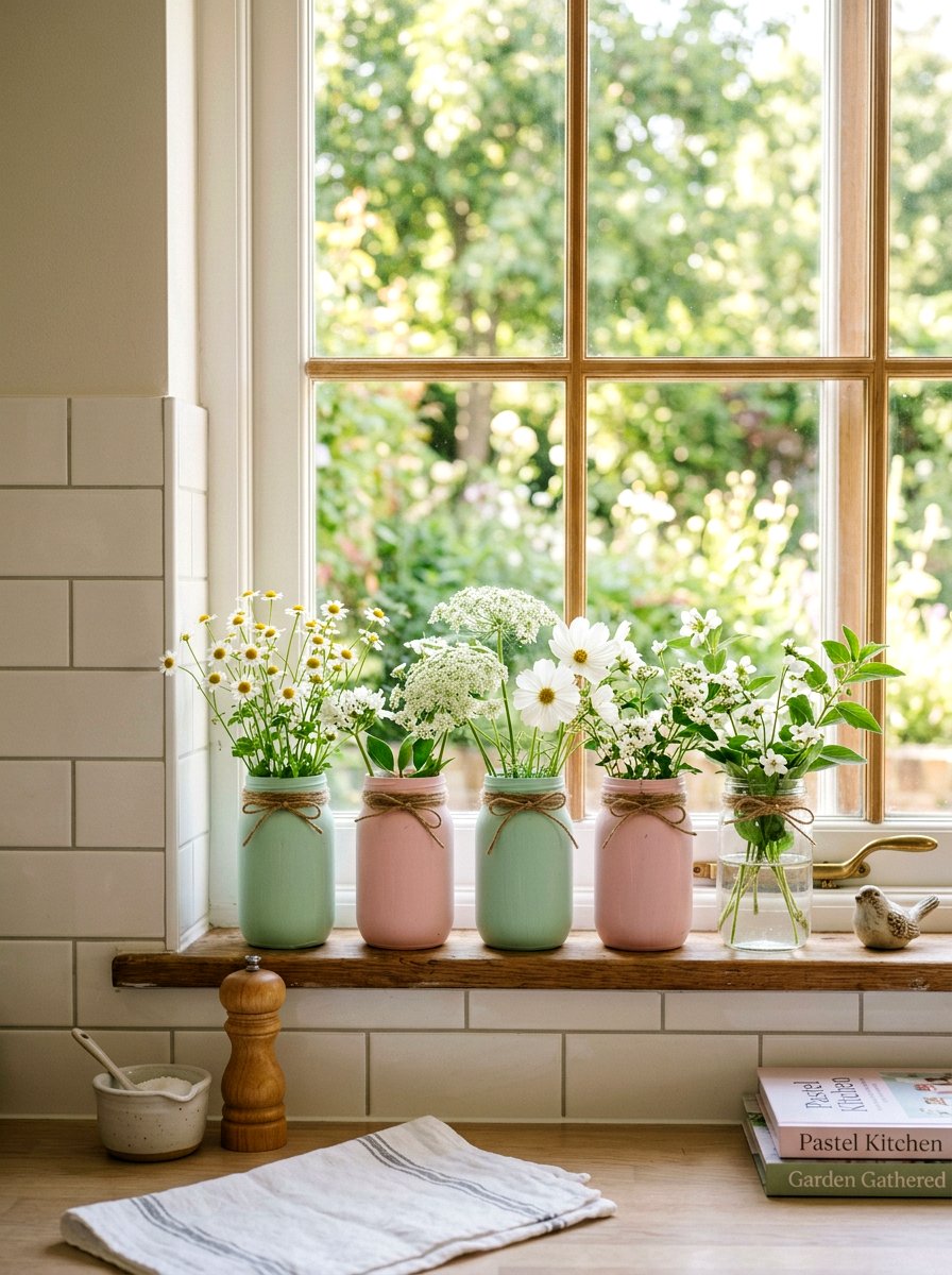 Painted Mason Jar Vase - 25 Spring Shabby Chic Decor Ideas