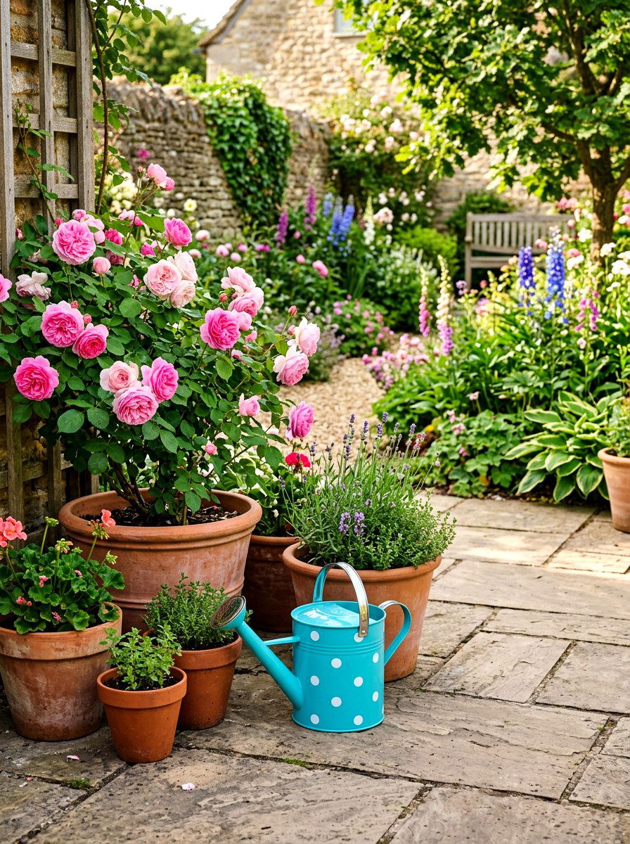 Painted Metal Watering Can - 25 Spring Paint Craft Ideas