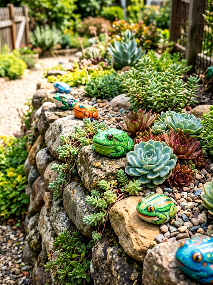 Painted Rock Frogs - 25 Spring Frog Garden Decor Ideas
