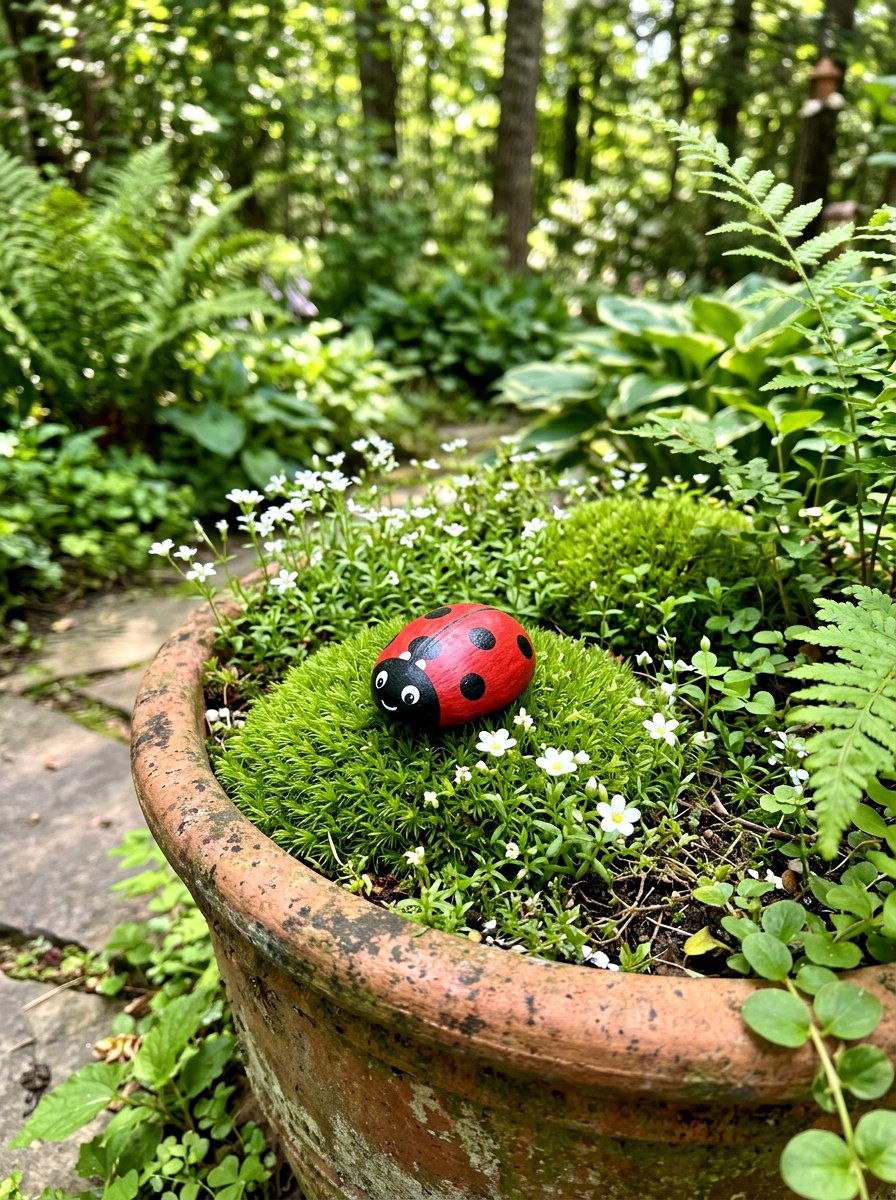 Painted Rock Ladybug In Planter - 25 Spring Ladybug Planter Ideas
