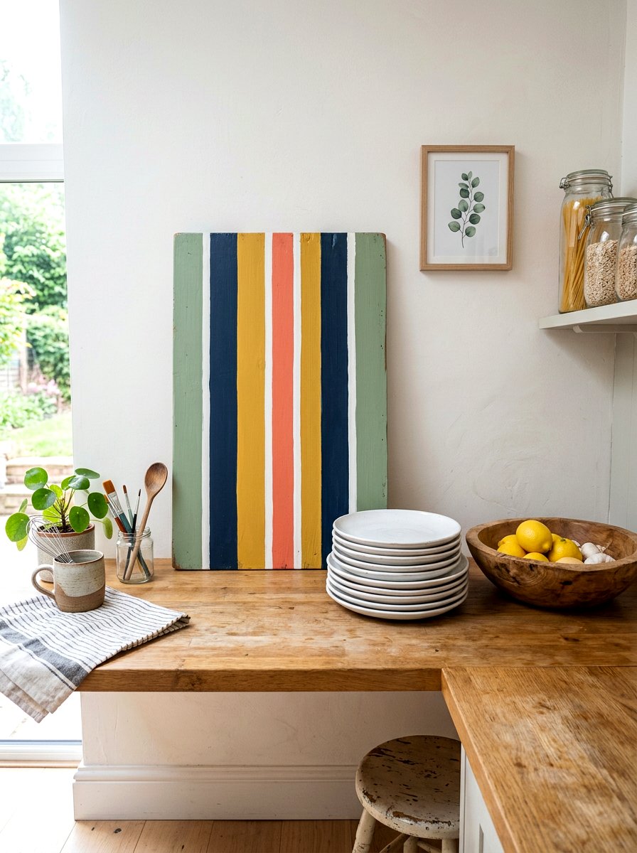 Painted Stripe Board - 25 Spring Cutting Board Decor Ideas