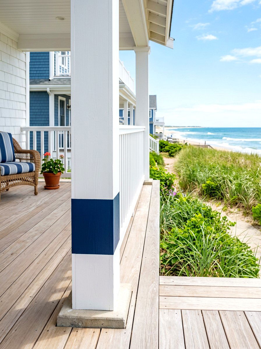 Painted Stripe Porch Post - 25 Spring Porch Post Decor Ideas