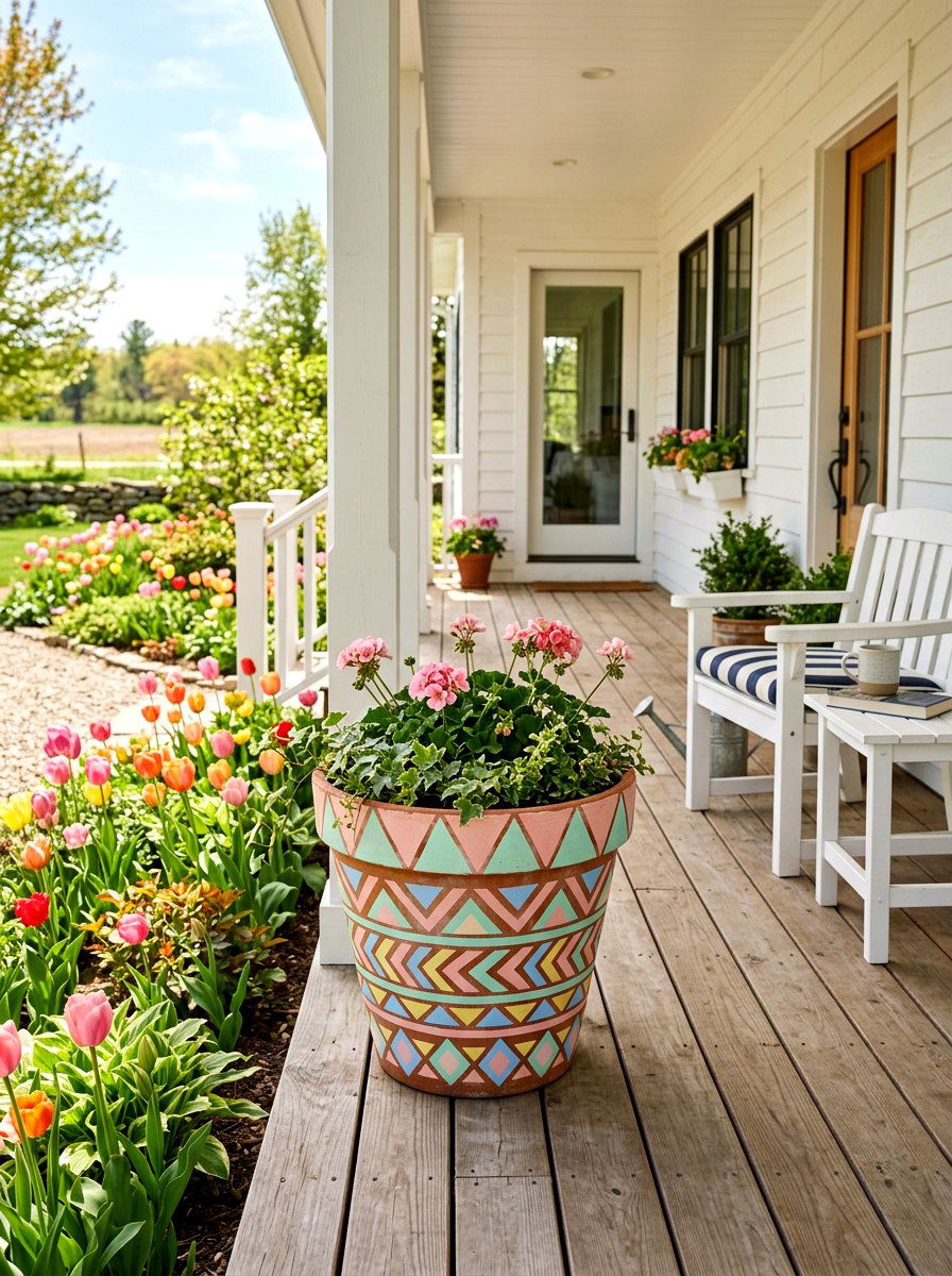 Painted Terracotta Pot - 25 Spring DIY Planter Ideas