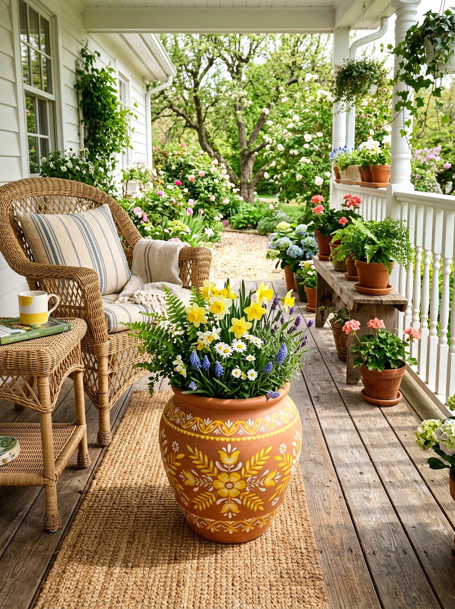 Painted Terracotta Pot - 25 Spring Decorated Pot Ideas