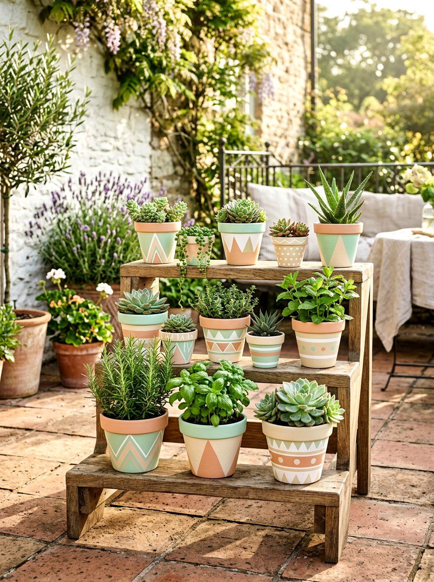 Painted Terracotta Pots - 25 Spring Craft Ideas for Adults