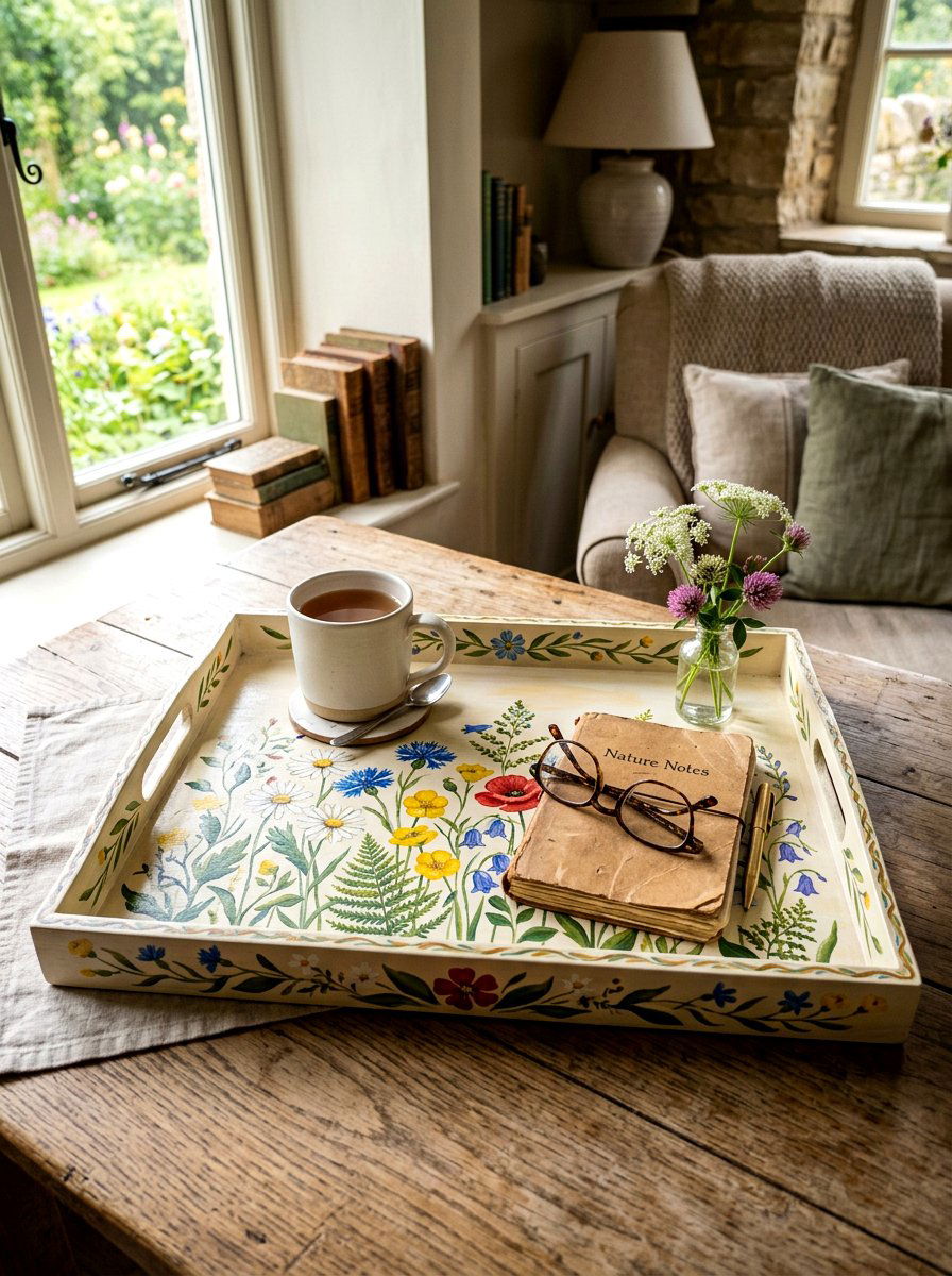 Painted Tray Floral Pattern - 25 Spring Bedroom Tray Styling Ideas