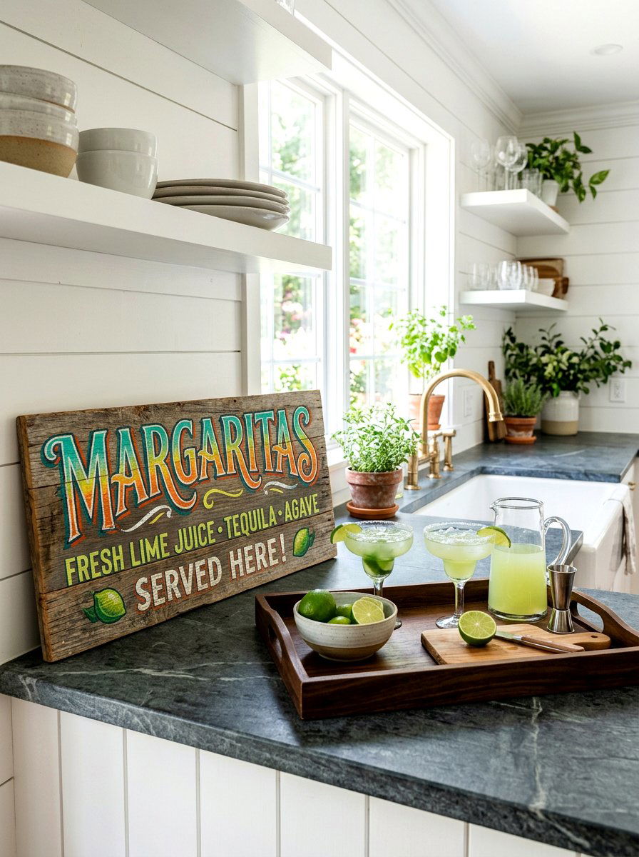 Painted Wood Margarita Sign - 25 Spring Cinco de Mayo Decor Ideas