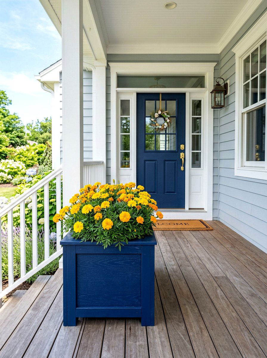 Painted Wood Porch Planter - 25 Spring Planter Box Ideas