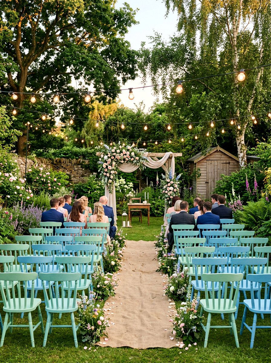 Painted Wooden Chair - 25 Spring Wedding Chair Decor Ideas
