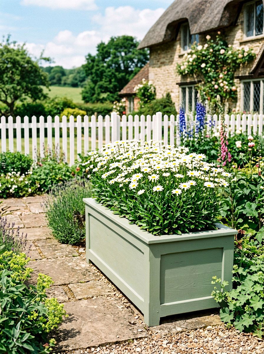 Painted Wooden Garden Box - 25 Spring Raised Bed Decor Ideas