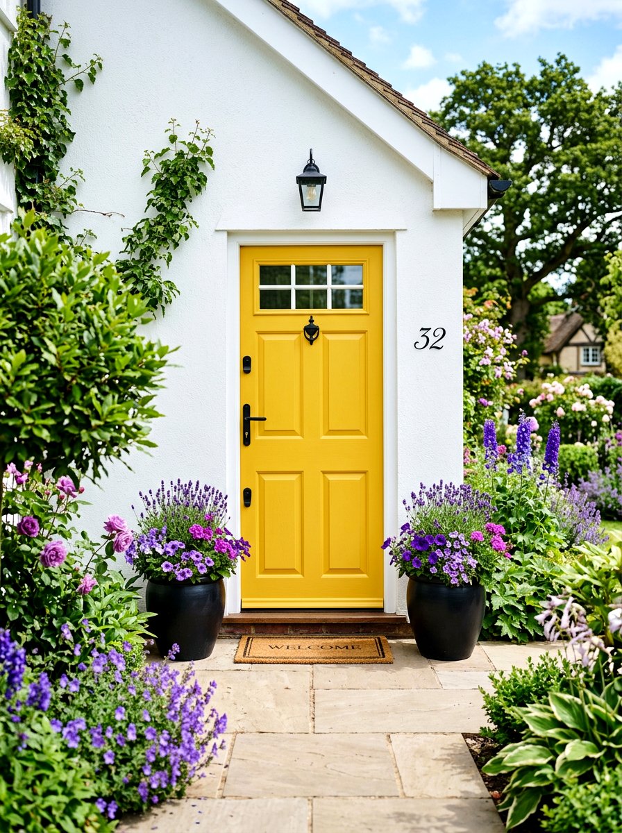 Painted Yellow Door - 25 Spring Front Porch Decor Ideas