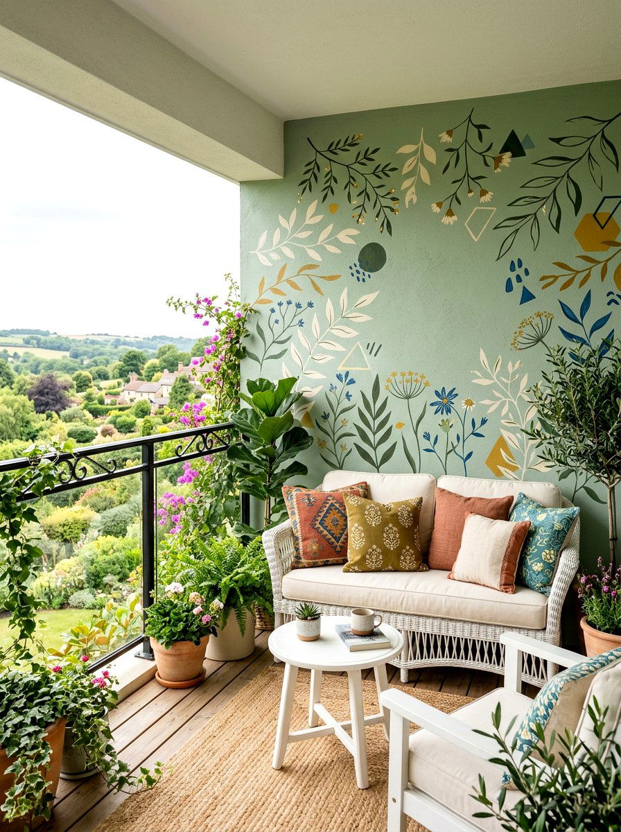 Painted accent wall - 25 Spring Balcony Wall Decor Ideas