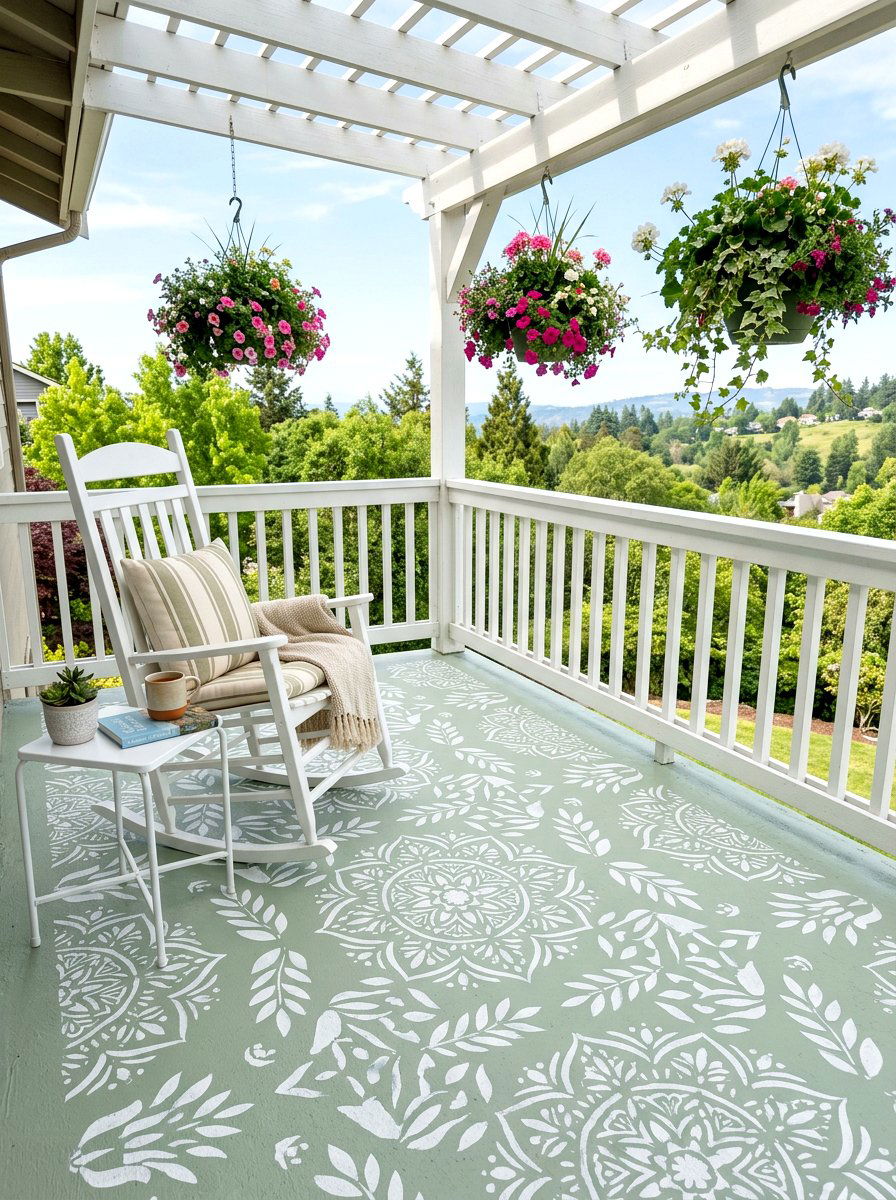 Painted concrete balcony floor - 25 Spring Balcony Floor Decor Ideas