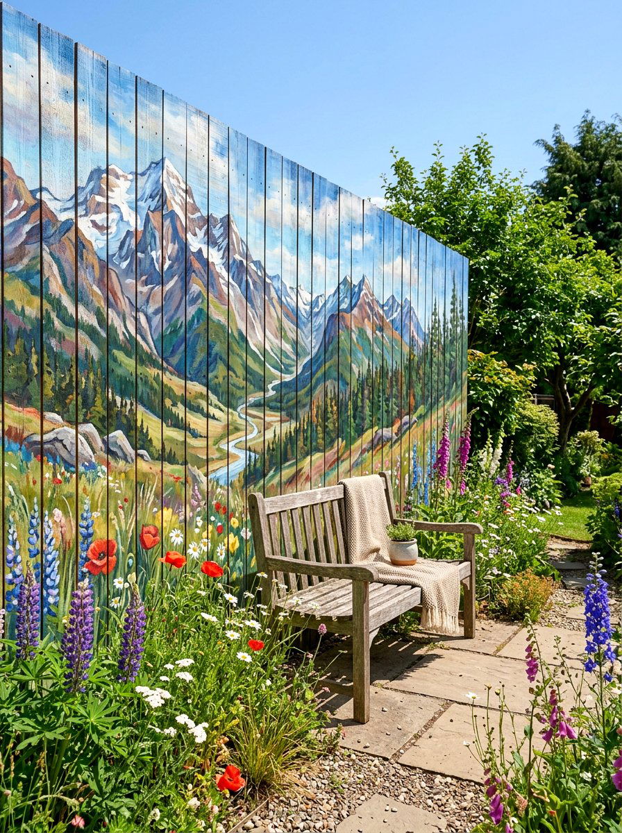 Painted fence mural - 25 Spring Garden Fence Decor Ideas