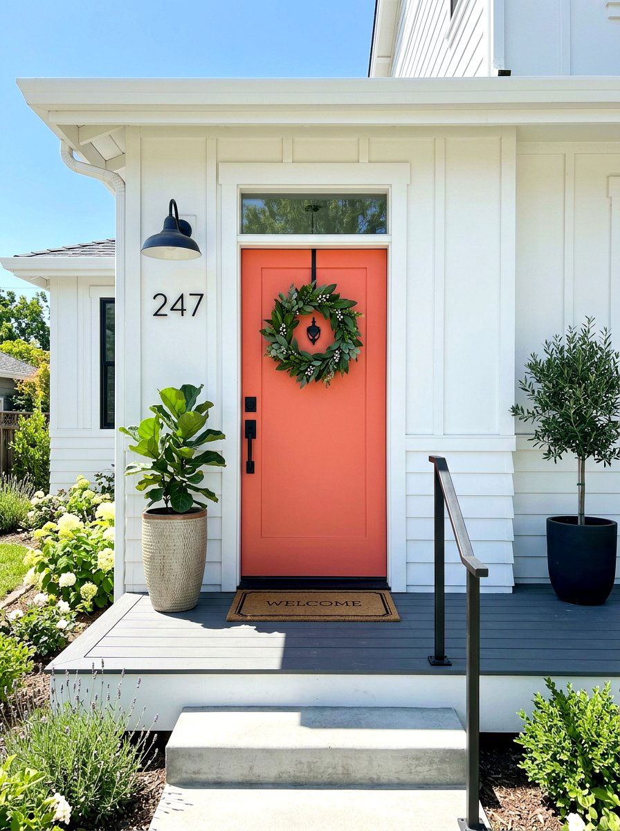 Painted front door - 25 Spring Front Yard Decor Ideas