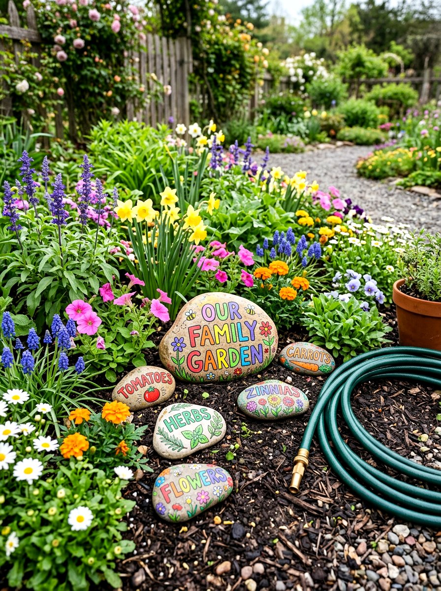 Painted rock garden sign - 25 Spring Garden Sign Ideas