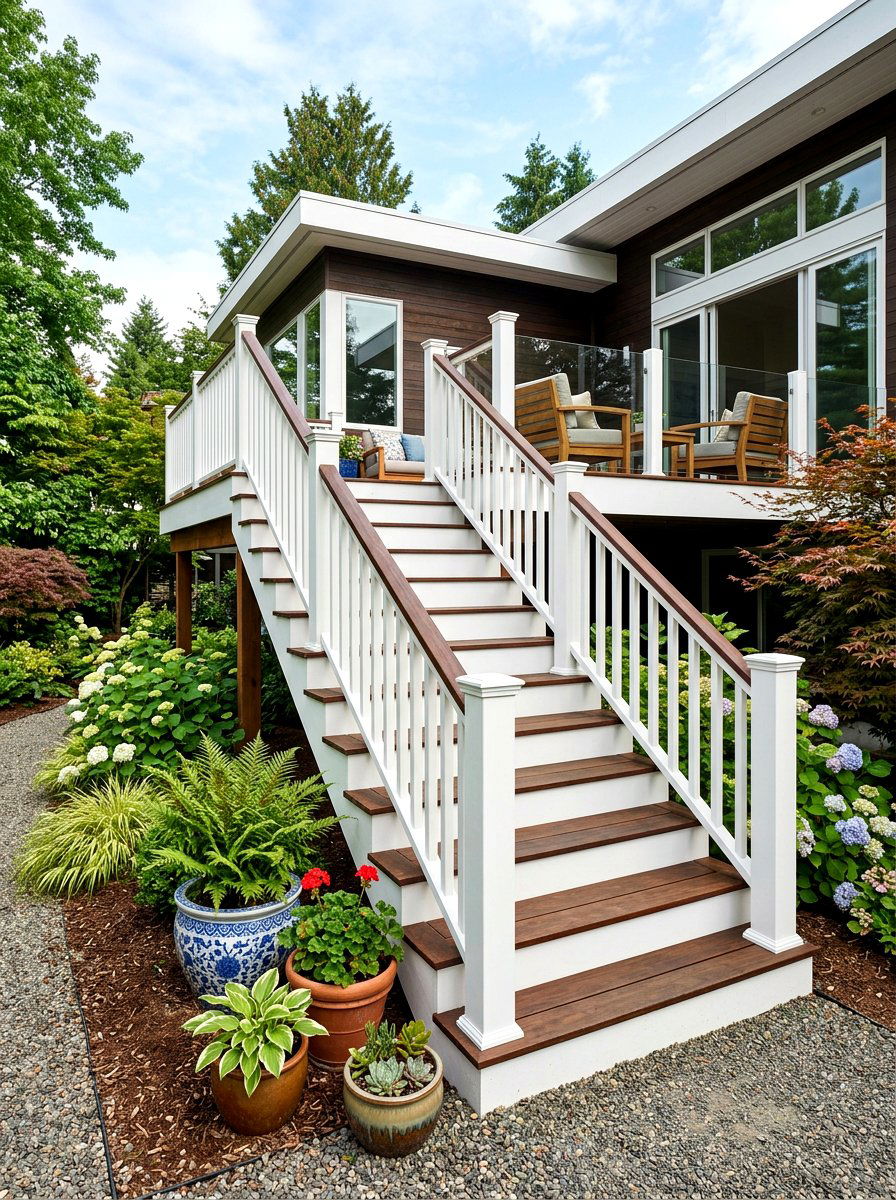 Painted stair risers - 25 Spring Deck Staircase Decor Ideas