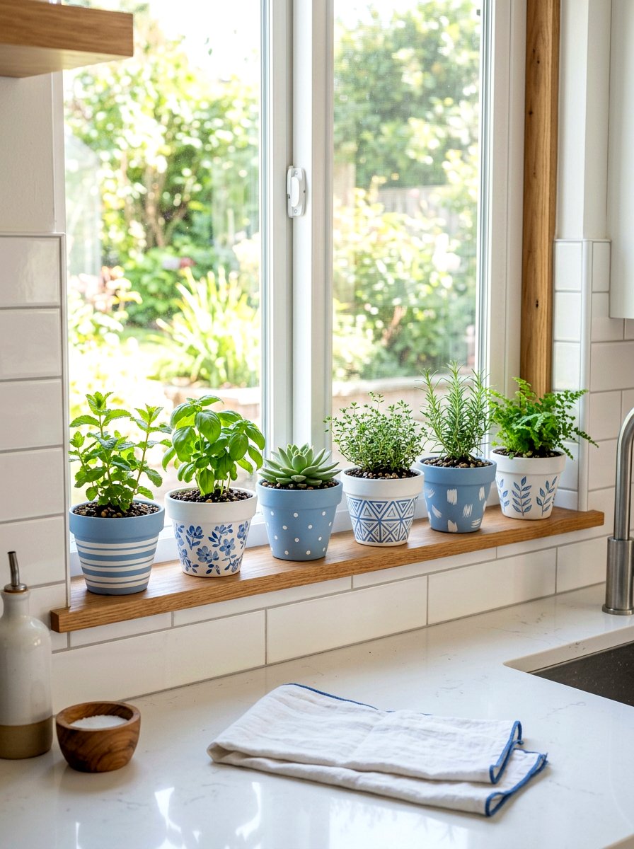 Painted terra cotta pots - 25 Spring Budget Decor Ideas