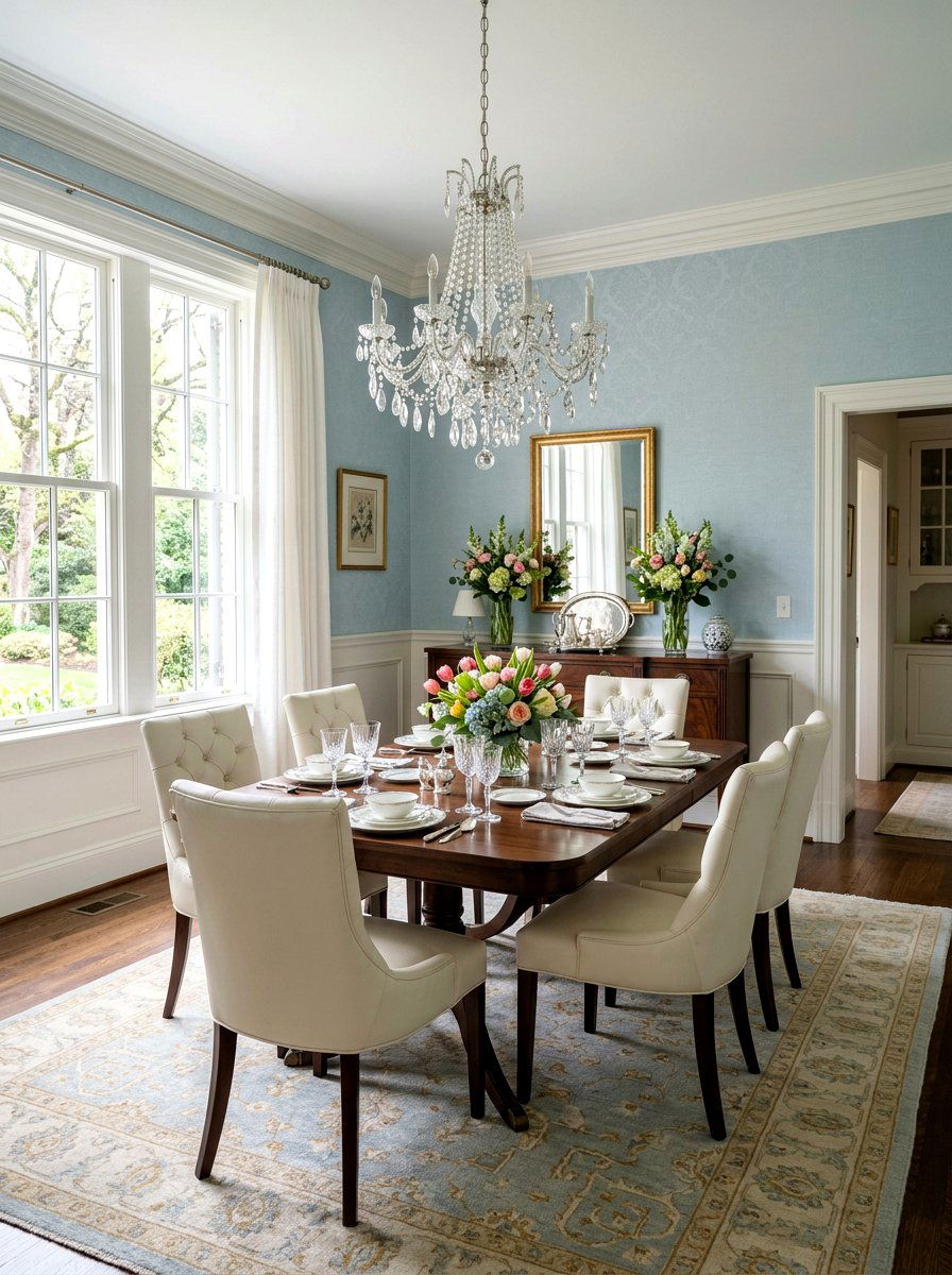 Pale Blue Dining Room - 25 Spring Soft Blue Decor Ideas