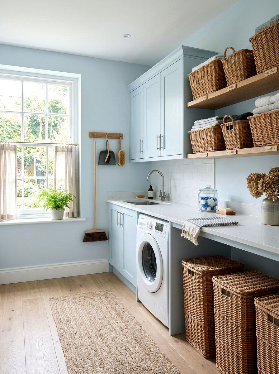 Pale Blue Laundry Room - 25 Spring Pastel Decor Ideas