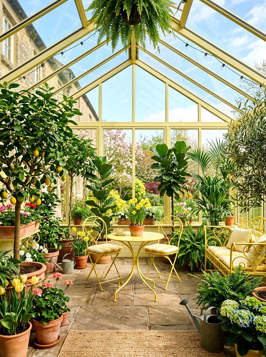 Pale Lemon Conservatory - 25 Spring Pastel Decor Ideas