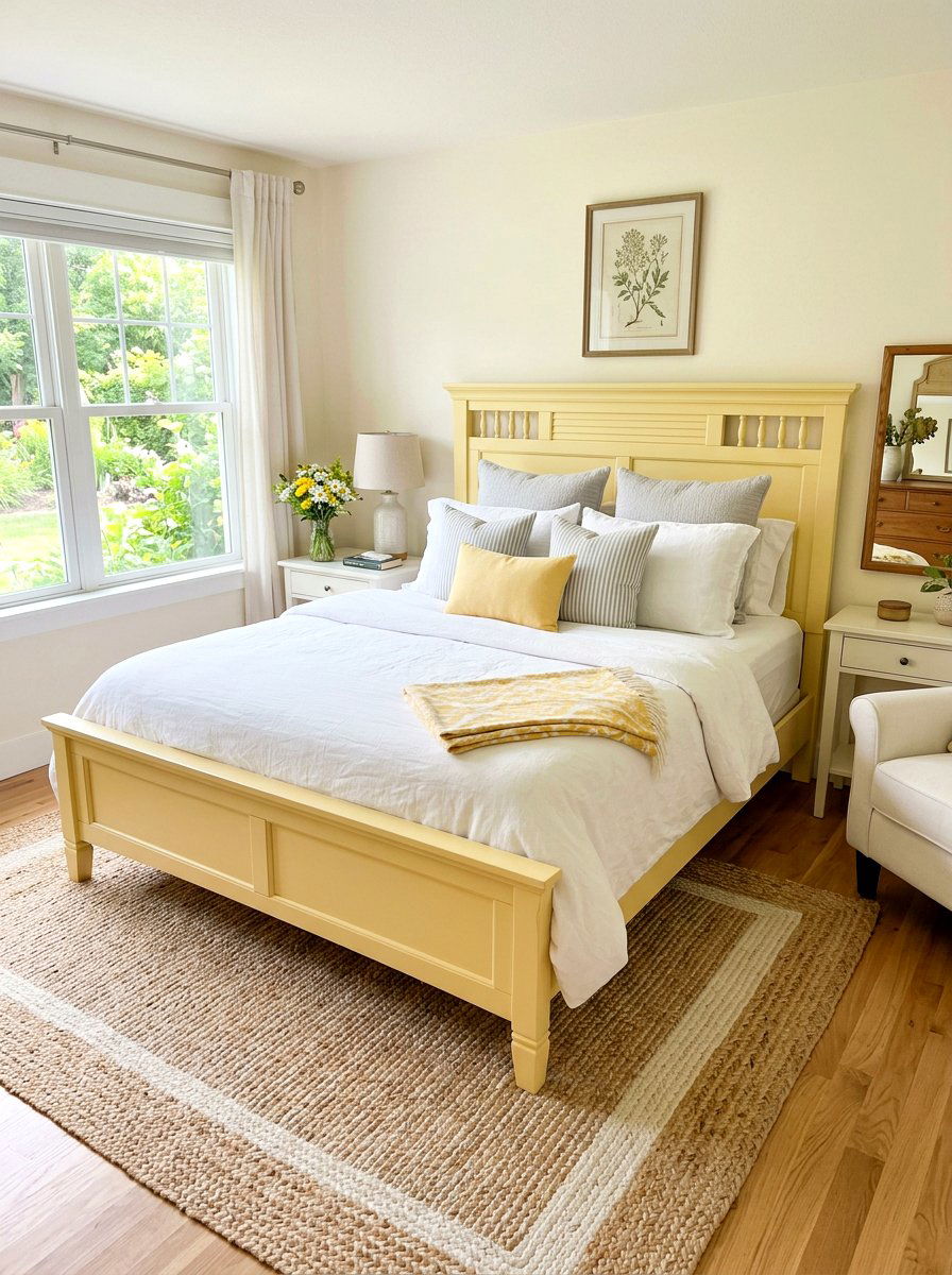 Pale Yellow Bed Frame - 25 Spring Painted Furniture Ideas