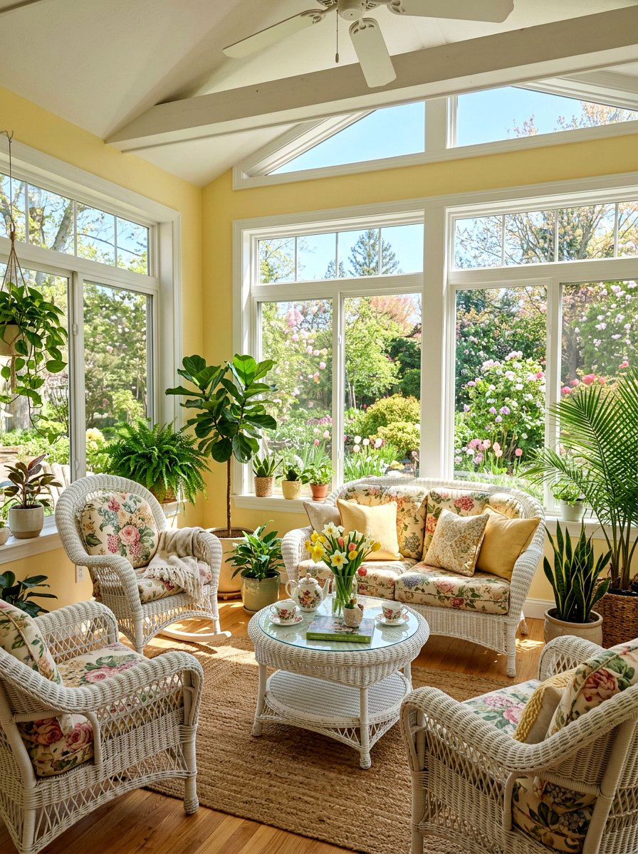 Pale Yellow Sunroom - 25 Spring Pastel Decor Ideas