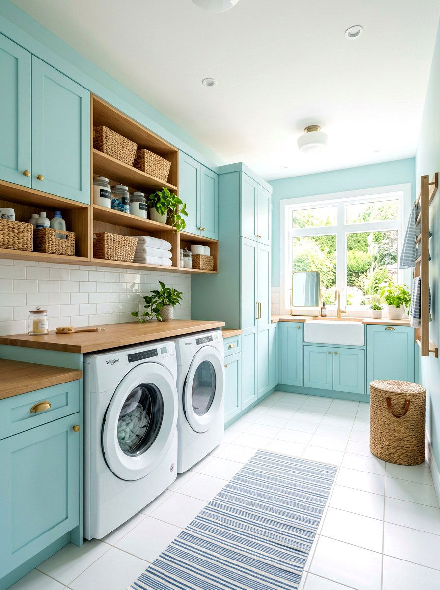 Pale turquoise laundry room - 25 Spring Pastel Color Palette Ideas