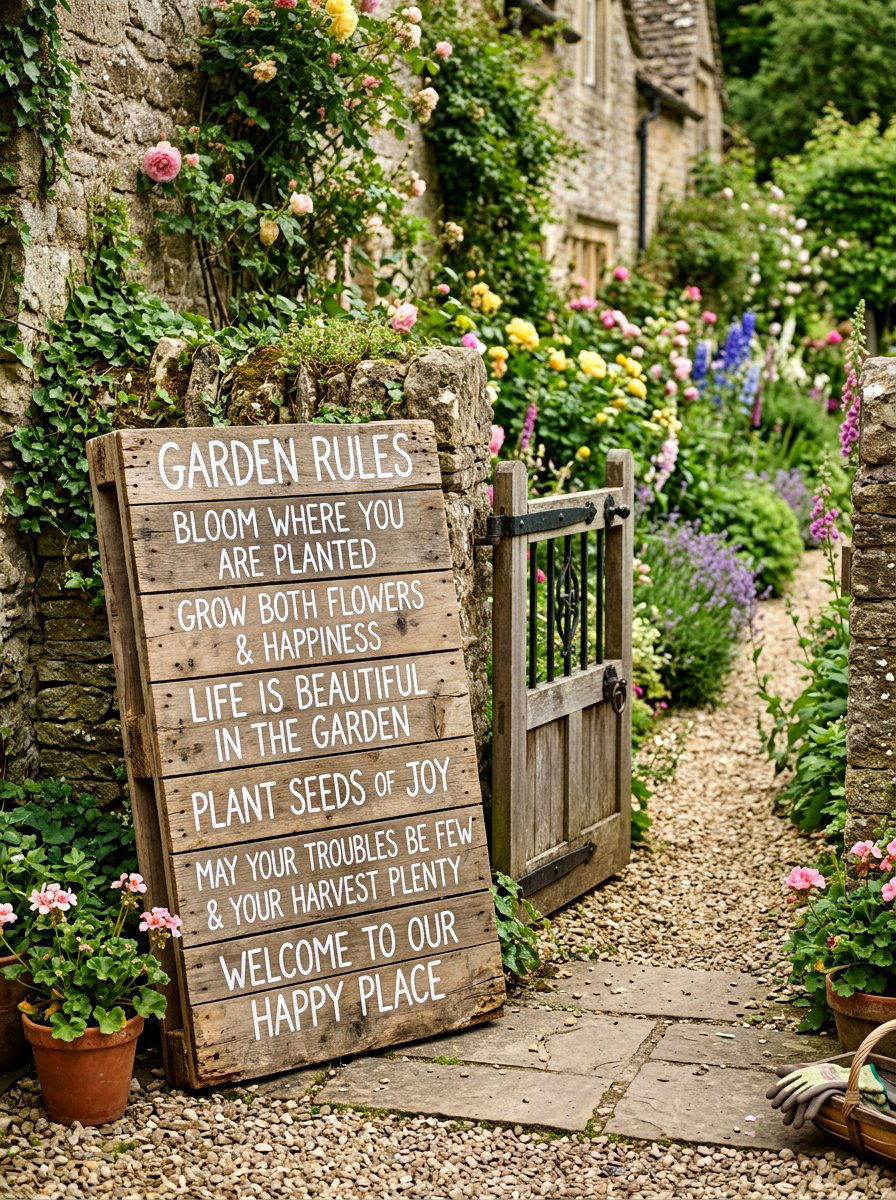 Pallet Wood Sign - 25 Spring Garden Art Ideas