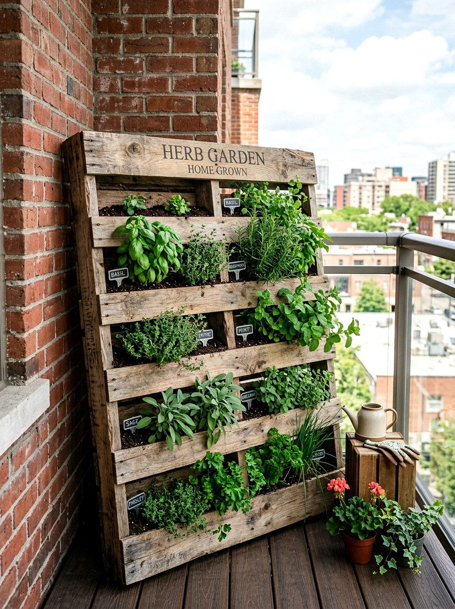 Pallet herb garden - 25 Spring Balcony Herb Garden Ideas