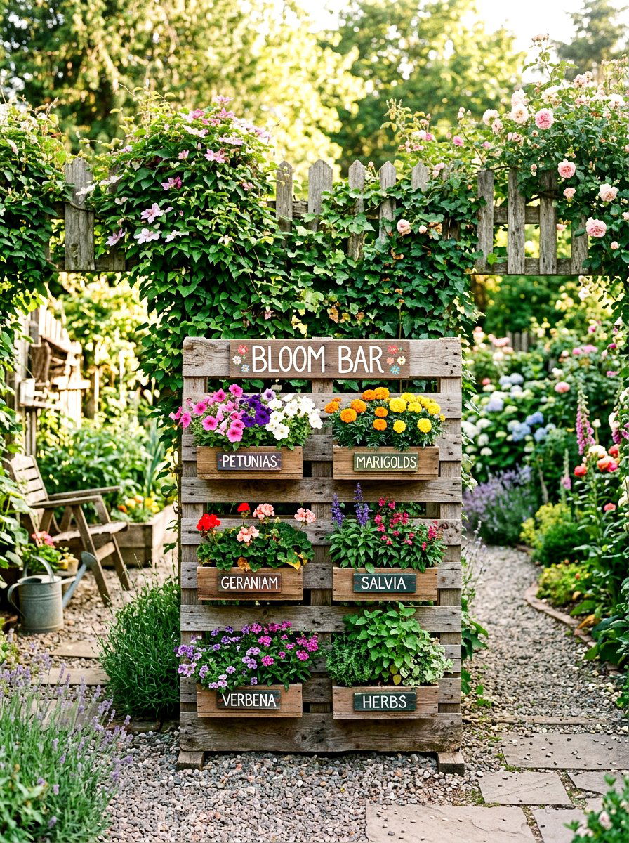 Pallet wood display - 25 Spring Bloom Bar Ideas